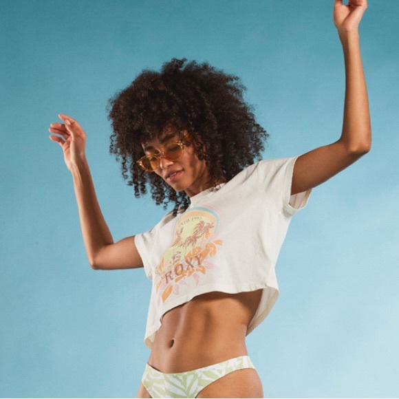 NWT Roxy Haleiwa Moment Cropped Baby T Shirt - Picture 5 of 12